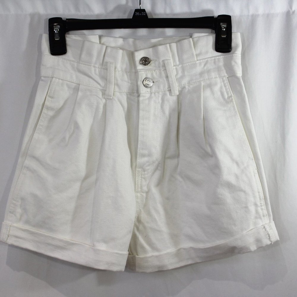 Forever 21 White Paperbag Waist Roll Cuff Shorts NWT